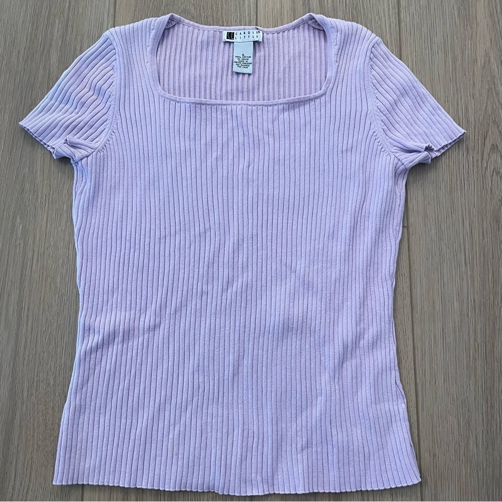 Carole Little Purple Fitted Short Sleeve T-Shirt
